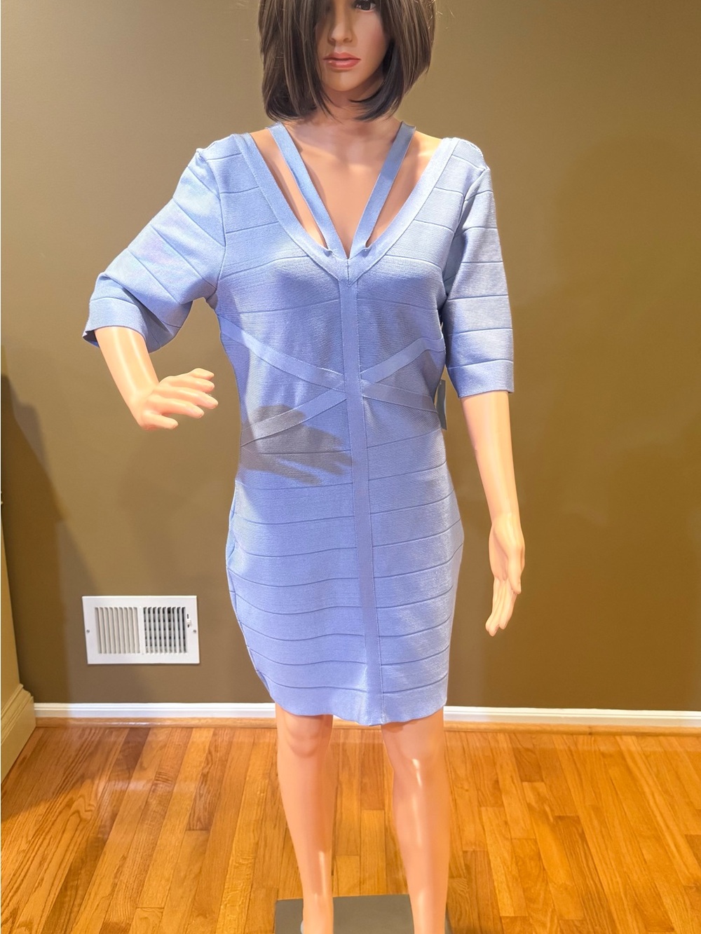 VENUS Lilac Ribbed Top with V-Neck Bandage Dress